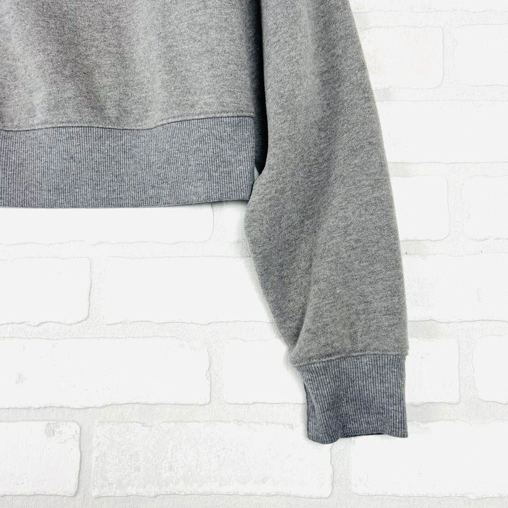 Gray Cropped Hoodie Drawstring Pullover Long Sleeve Casual Comfy xS - Picture 6 of 12